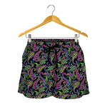 Pink Blue And Green Paisley Print Women's Shorts