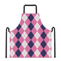 Pink Blue And White Argyle Pattern Print Apron