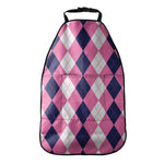 Pink Blue And White Argyle Pattern Print Car Seat Organizers