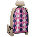 Pink Blue And White Argyle Pattern Print Car Seat Organizers