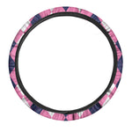 Pink Blue And White Argyle Pattern Print Car Steering Wheel Cover