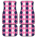 Pink Blue And White Argyle Pattern Print Front and Back Car Floor Mats