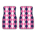 Pink Blue And White Argyle Pattern Print Front Car Floor Mats