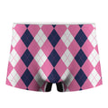Pink Blue And White Argyle Pattern Print Men's Boxer Briefs