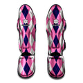 Pink Blue And White Argyle Pattern Print Muay Thai Shin Guards