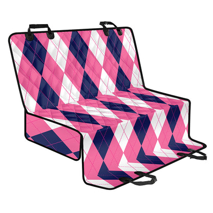 Pink Blue And White Argyle Pattern Print Pet Car Back Seat Cover