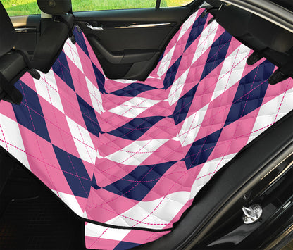 Pink Blue And White Argyle Pattern Print Pet Car Back Seat Cover