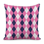 Pink Blue And White Argyle Pattern Print Pillow Cover