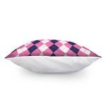 Pink Blue And White Argyle Pattern Print Pillow Cover