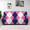 Pink Blue And White Argyle Pattern Print Sofa Cover