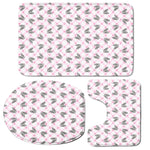 Pink Boston Terrier Plaid Print 3 Piece Bath Mat Set