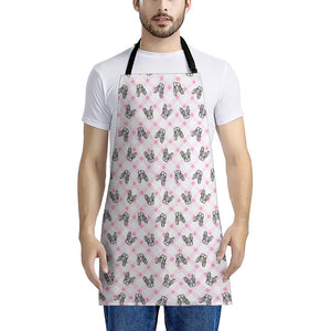 Pink Boston Terrier Plaid Print Apron