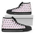 Pink Boston Terrier Plaid Print Black High Top Sneakers
