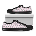 Pink Boston Terrier Plaid Print Black Low Top Sneakers