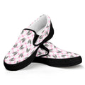 Pink Boston Terrier Plaid Print Black Slip On Sneakers