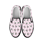 Pink Boston Terrier Plaid Print Black Slip On Shoes