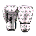 Pink Boston Terrier Plaid Print Boxing Gloves