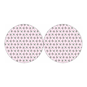 Pink Boston Terrier Plaid Print Car Coasters