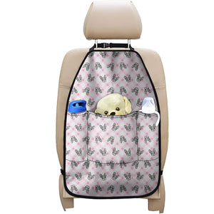 Pink Boston Terrier Plaid Print Car Seat Organizers