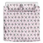 Pink Boston Terrier Plaid Print Duvet Cover Bedding Set