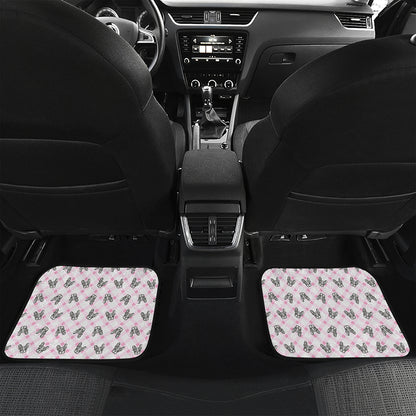 Pink Boston Terrier Plaid Print Front and Back Car Floor Mats