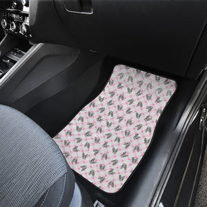 Pink Boston Terrier Plaid Print Front Car Floor Mats