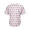 Pink Boston Terrier Plaid Print Men's Baseball Jersey
