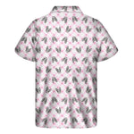 Pink Boston Terrier Plaid Print Men's Short Sleeve Shirt