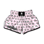 Pink Boston Terrier Plaid Print Muay Thai Boxing Shorts