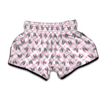 Pink Boston Terrier Plaid Print Muay Thai Boxing Shorts