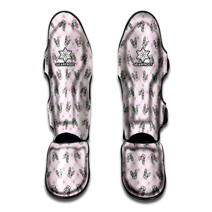 Pink Boston Terrier Plaid Print Muay Thai Shin Guard