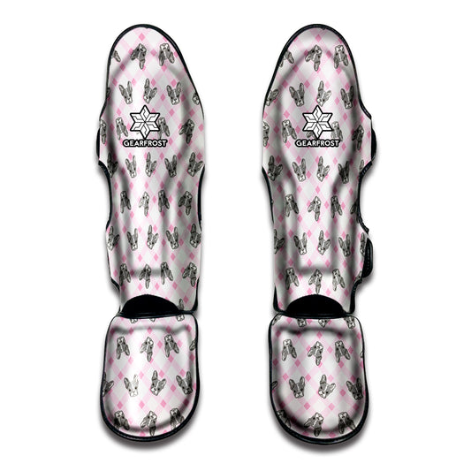 Pink Boston Terrier Plaid Print Muay Thai Shin Guard