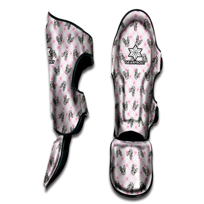 Pink Boston Terrier Plaid Print Muay Thai Shin Guard