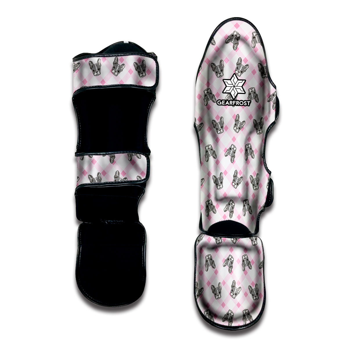 Pink Boston Terrier Plaid Print Muay Thai Shin Guard