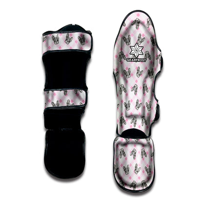 Pink Boston Terrier Plaid Print Muay Thai Shin Guard