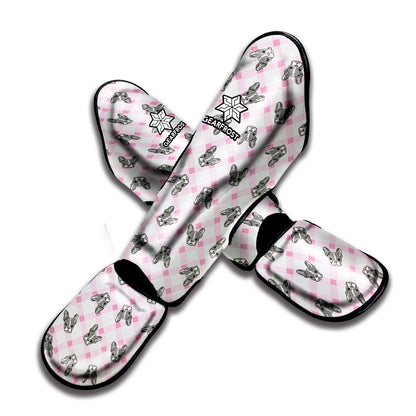 Pink Boston Terrier Plaid Print Muay Thai Shin Guard
