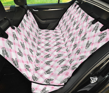 Pink Boston Terrier Plaid Print Pet Car Back Seat Cover