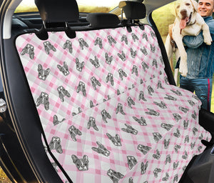 Pink Boston Terrier Plaid Print Pet Car Back Seat Cover