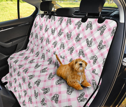 Pink Boston Terrier Plaid Print Pet Car Back Seat Cover
