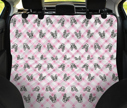 Pink Boston Terrier Plaid Print Pet Car Back Seat Cover