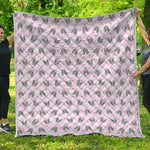 Pink Boston Terrier Plaid Print Quilt