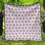 Pink Boston Terrier Plaid Print Quilt