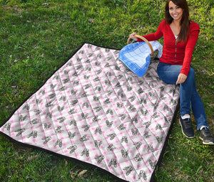 Pink Boston Terrier Plaid Print Quilt