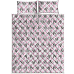 Pink Boston Terrier Plaid Print Quilt Bed Set