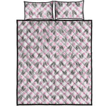 Pink Boston Terrier Plaid Print Quilt Bed Set