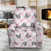 Pink Boston Terrier Plaid Print Recliner Slipcover