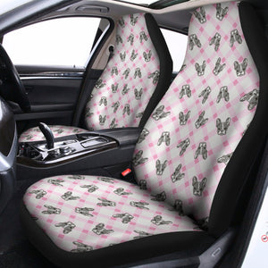 Pink Boston Terrier Plaid Print Universal Fit Car Seat Covers