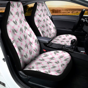 Pink Boston Terrier Plaid Print Universal Fit Car Seat Covers