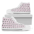 Pink Boston Terrier Plaid Print White High Top Sneakers