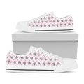 Pink Boston Terrier Plaid Print White Low Top Sneakers